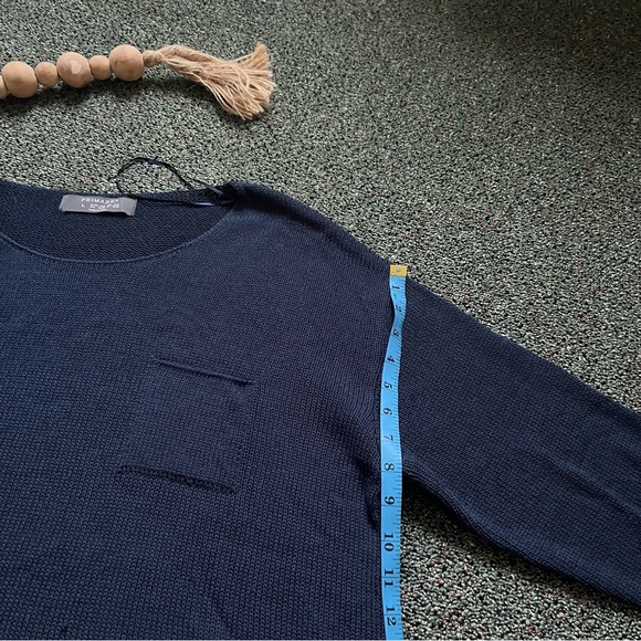PRIMARK Navy Blue Boatneck Loose Knit Sweater Oversized Relaxed Drappy Shirt L - Picture 16 of 16